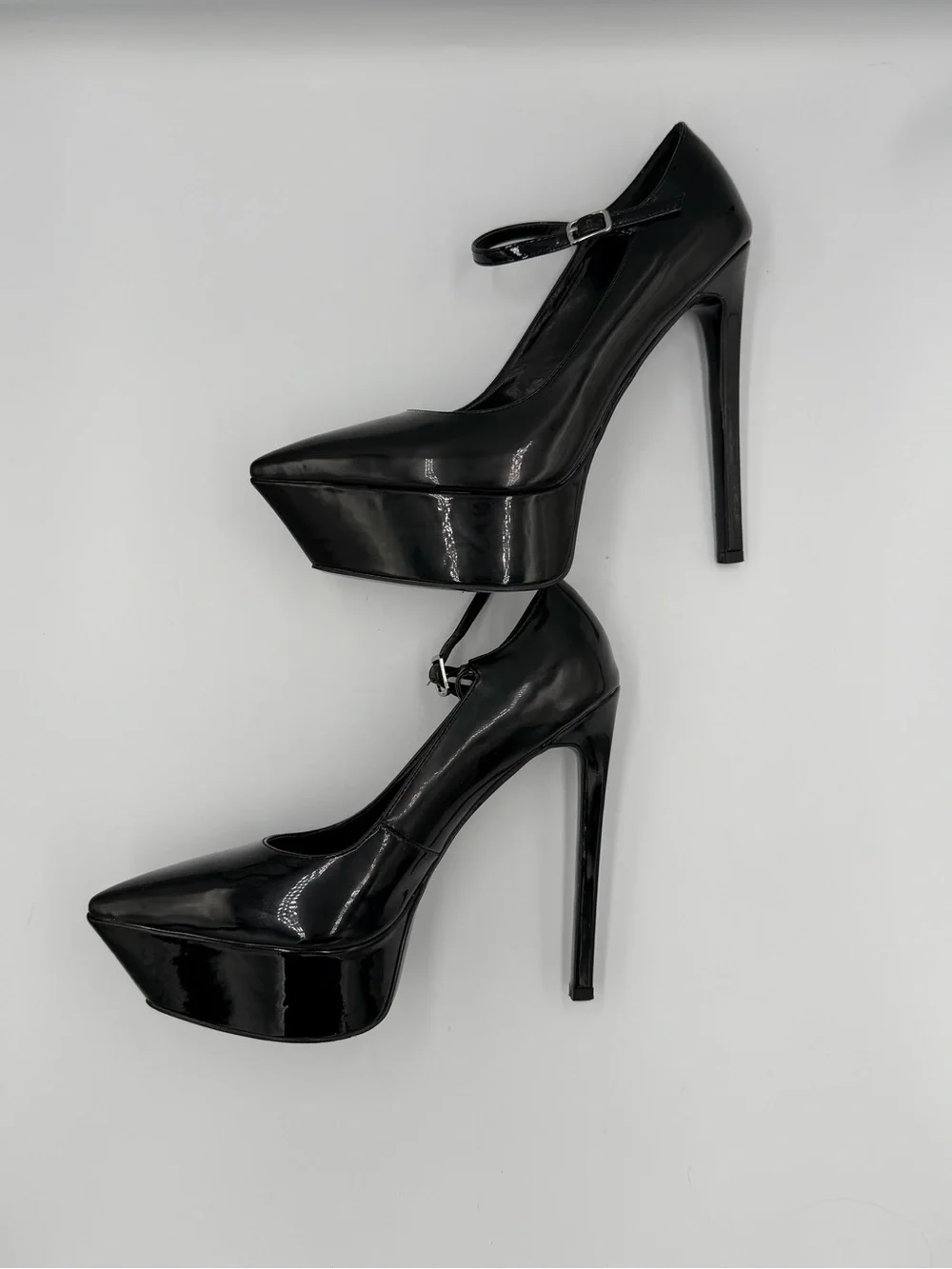 Azalea Wang Yasina Black Patent Leather Mary Jane Stiletto Platform 7